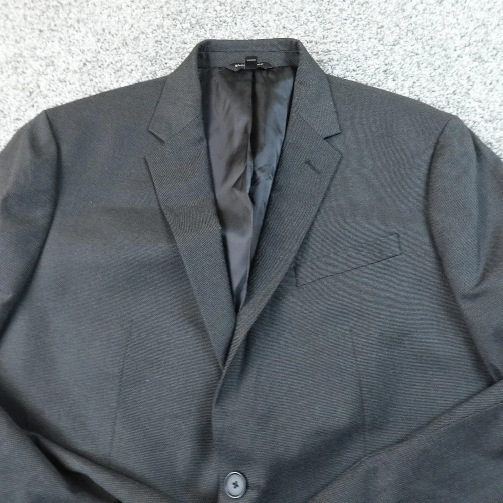 NEW Banana Republic Blazer Mens 44L Gray Black Slim Fit Sport Coat Suit Jacket